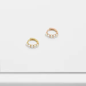 14k Gold Small Pearl Hoop Earring