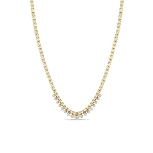 14k Graduated Prong Diamond Medium Box Chain Necklace
