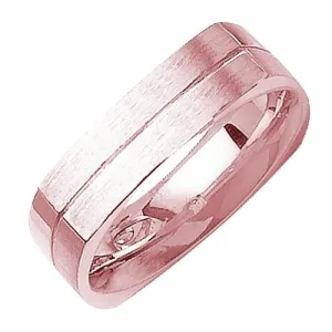 14K or 18K Rose Gold Grooved Ring