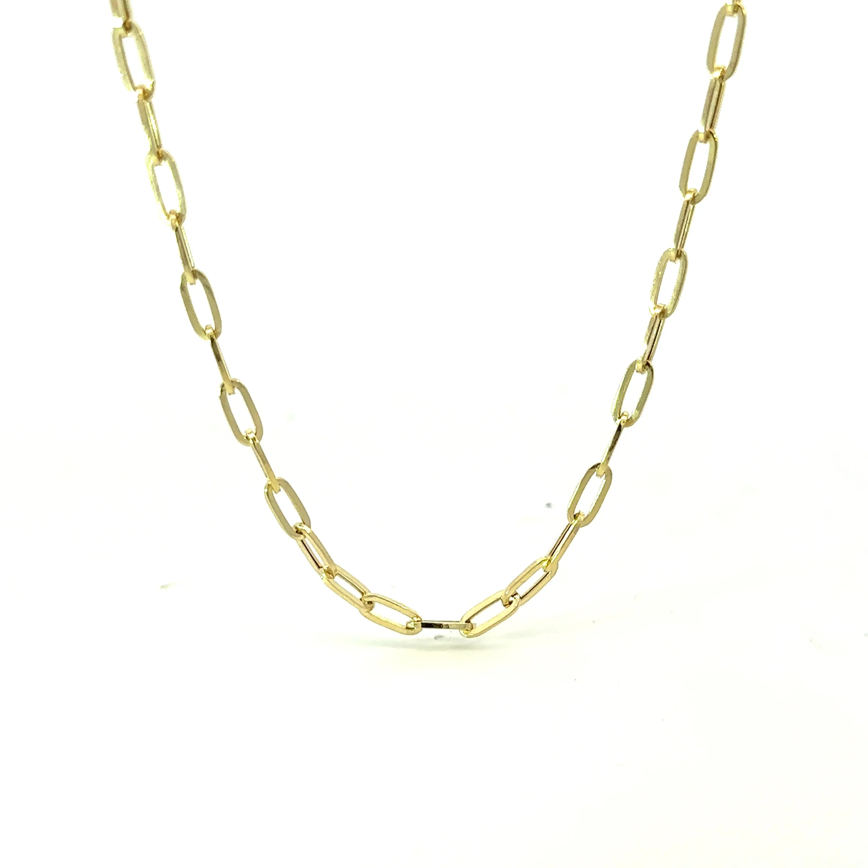 14K PaperClip Yellow Gold Chain Necklace 4.5mm