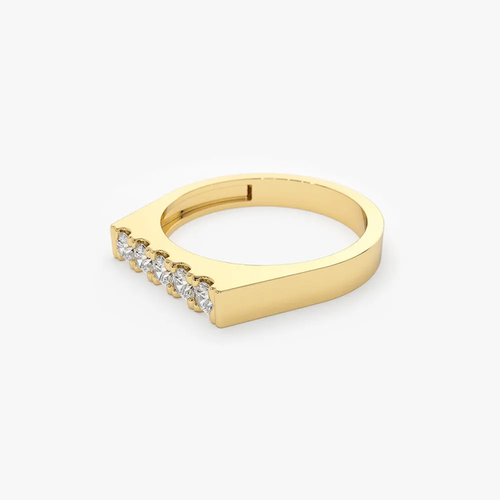 14K Rectangular Diamond Pinky Ring