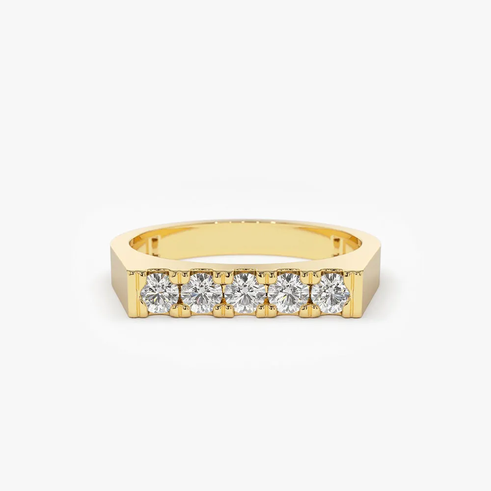 14K Rectangular Diamond Pinky Ring