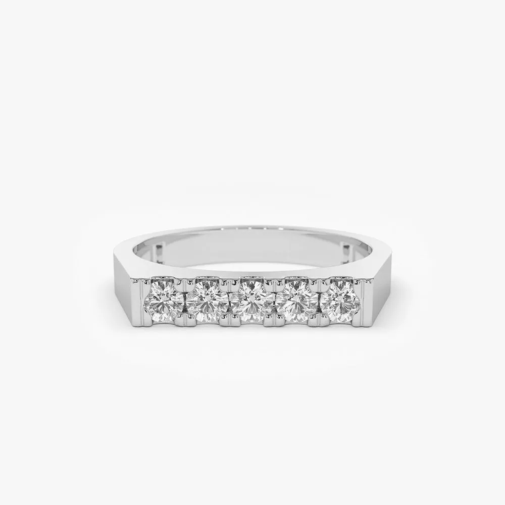 14K Rectangular Diamond Pinky Ring