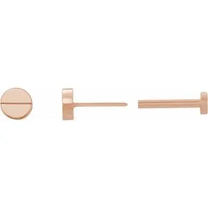 14K Rose 4.9 mm Geometric 4 mm Press Fit Back Earring