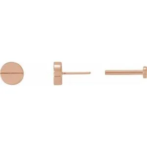 14K Rose 4.9 mm Geometric 6 mm Press Fit Back Earrings