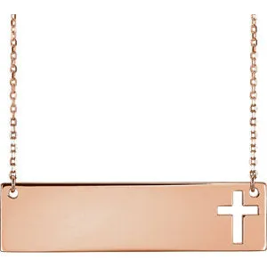 14K Rose Cross 16-18" Necklace