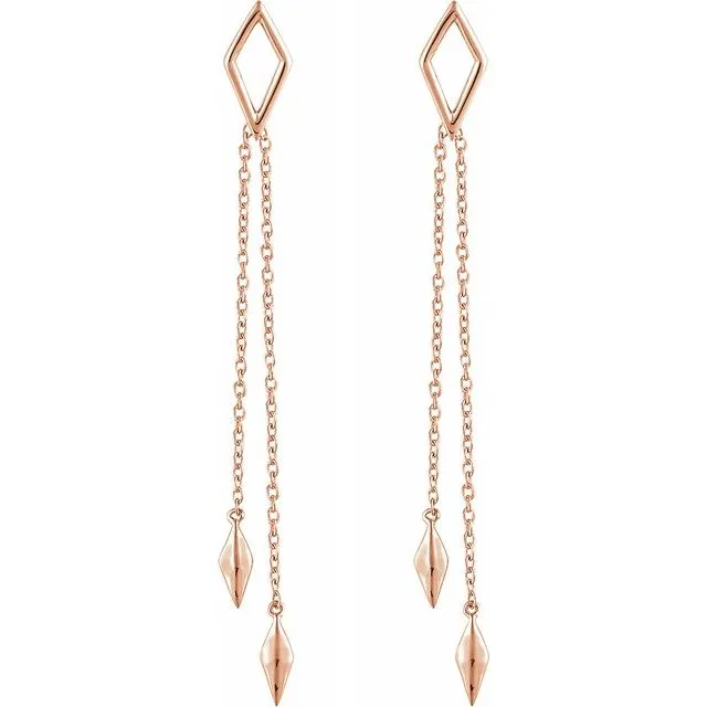 14K Rose Geometric Chain Earrings