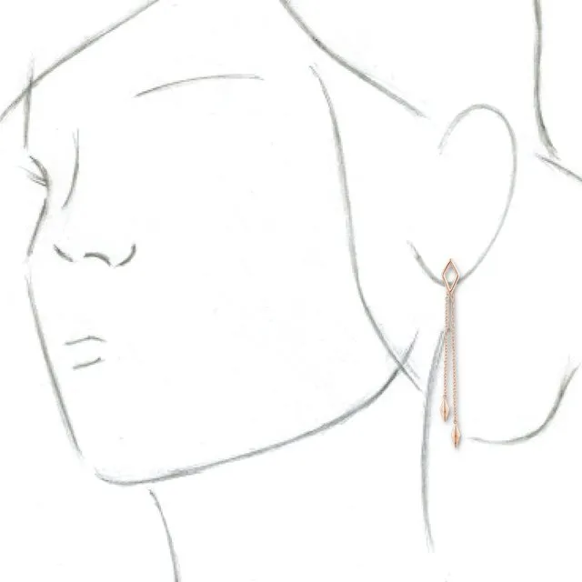 14K Rose Geometric Chain Earrings