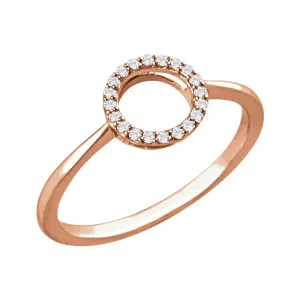 14k Rose Gold 1/10 CTW Diamond Circle Ring, Size 7
