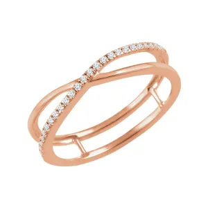14k Rose Gold 1/10 CTW Diamond Criss-Cross Ring, Size 7