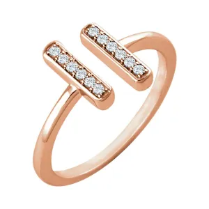 14k Rose Gold 1/10 CTW Diamond Vertical Bar Ring, Size 7