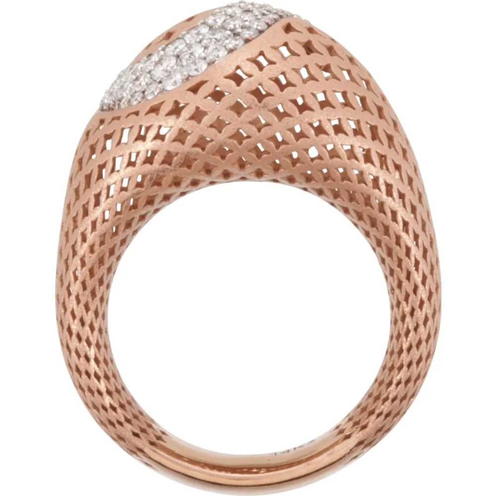 14k Rose Gold 1/2 CTW Diamond Pierced Style Ring, Size 7