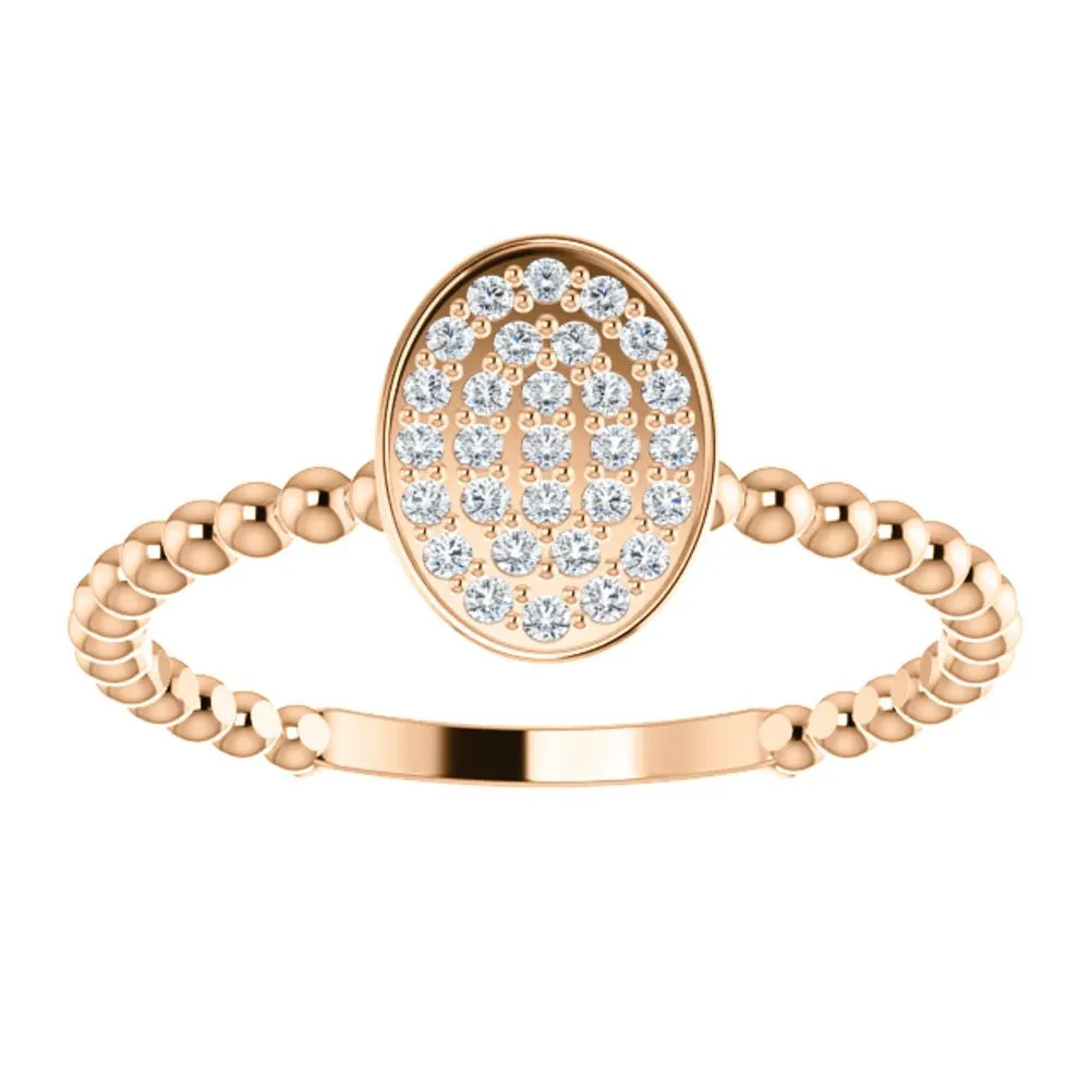 14k Rose Gold 1/6 CTW Diamond Cluster Beaded Ring, Size 7