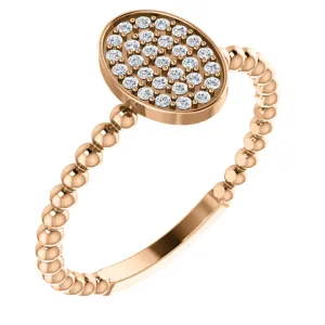 14k Rose Gold 1/6 CTW Diamond Cluster Beaded Ring, Size 7