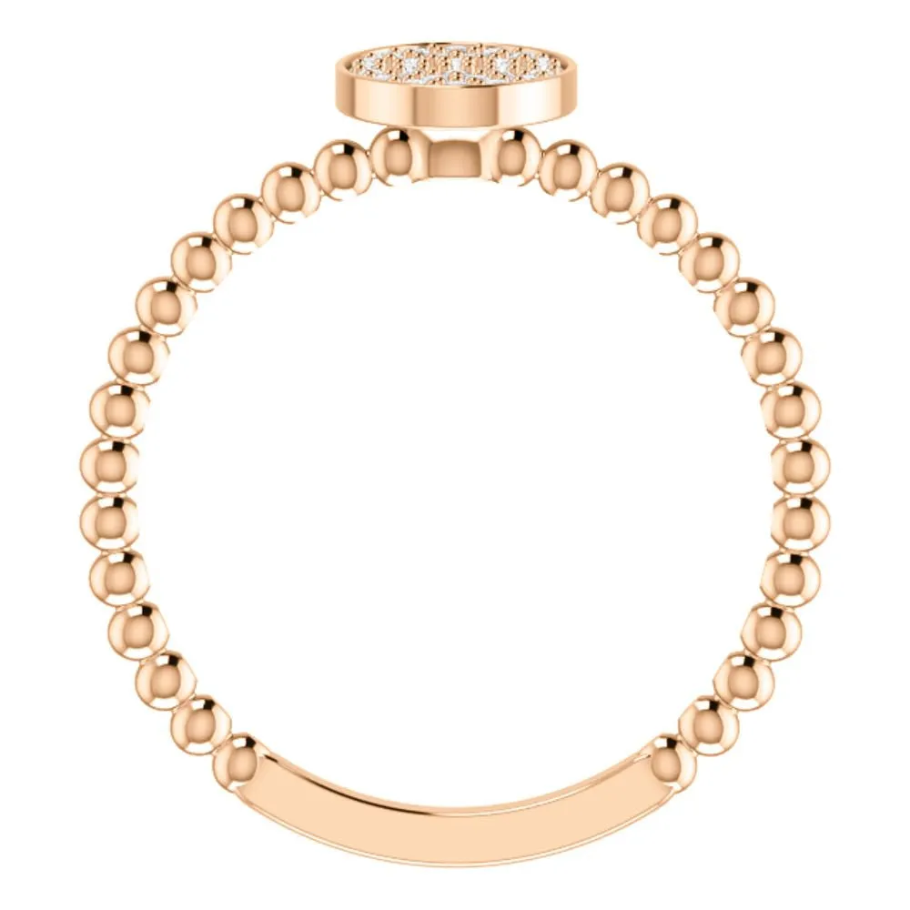 14k Rose Gold 1/6 CTW Diamond Cluster Beaded Ring, Size 7