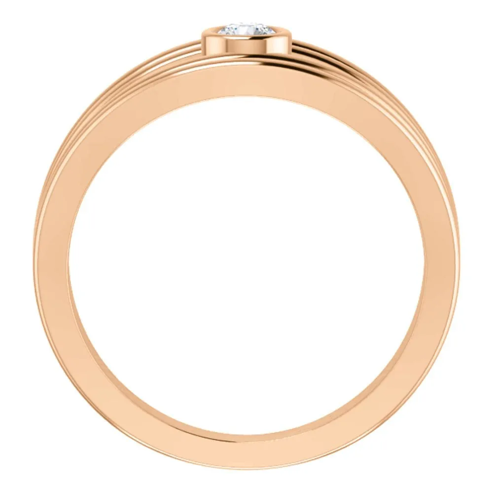 14k Rose Gold 1/8 CTW Diamond Ring, Size 7