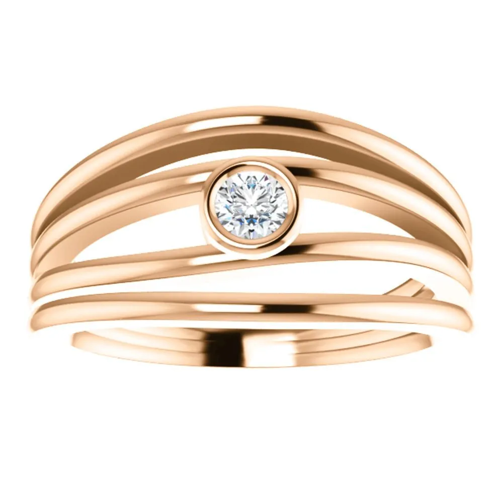 14k Rose Gold 1/8 CTW Diamond Ring, Size 7