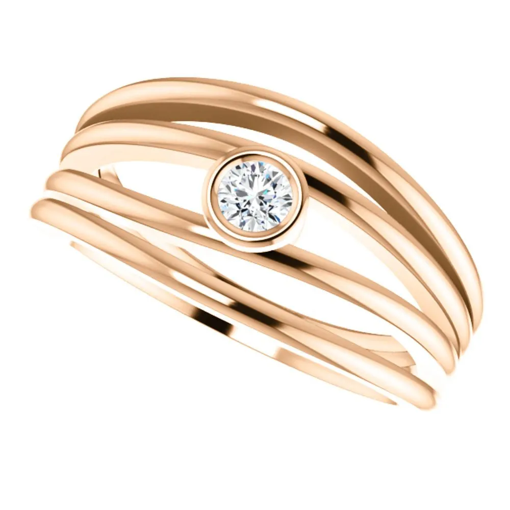 14k Rose Gold 1/8 CTW Diamond Ring, Size 7