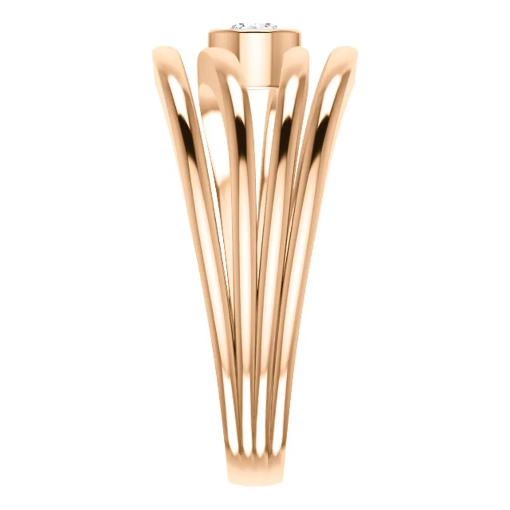 14k Rose Gold 1/8 CTW Diamond Ring, Size 7