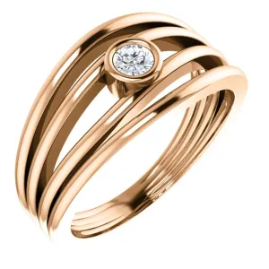 14k Rose Gold 1/8 CTW Diamond Ring, Size 7