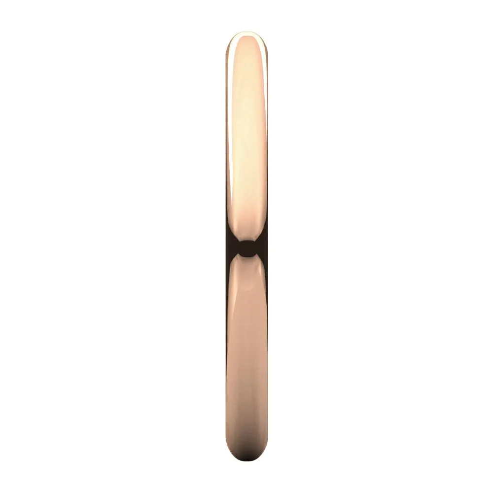 14k Rose Gold 1mm Half Round Band, Size 6.5