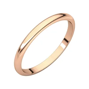 14k Rose Gold 1mm Half Round Band, Size 6.5