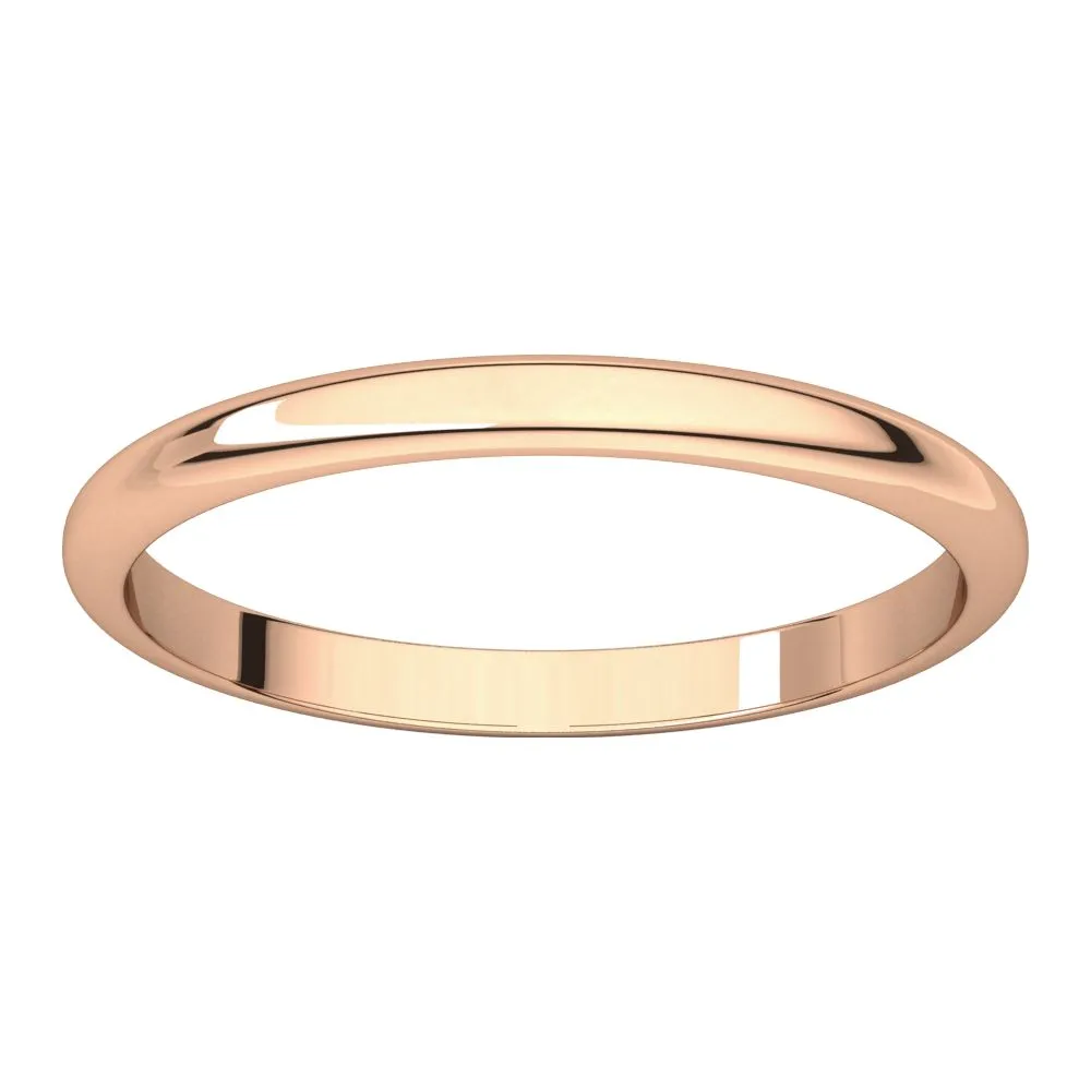 14k Rose Gold 1mm Half Round Band, Size 6.5