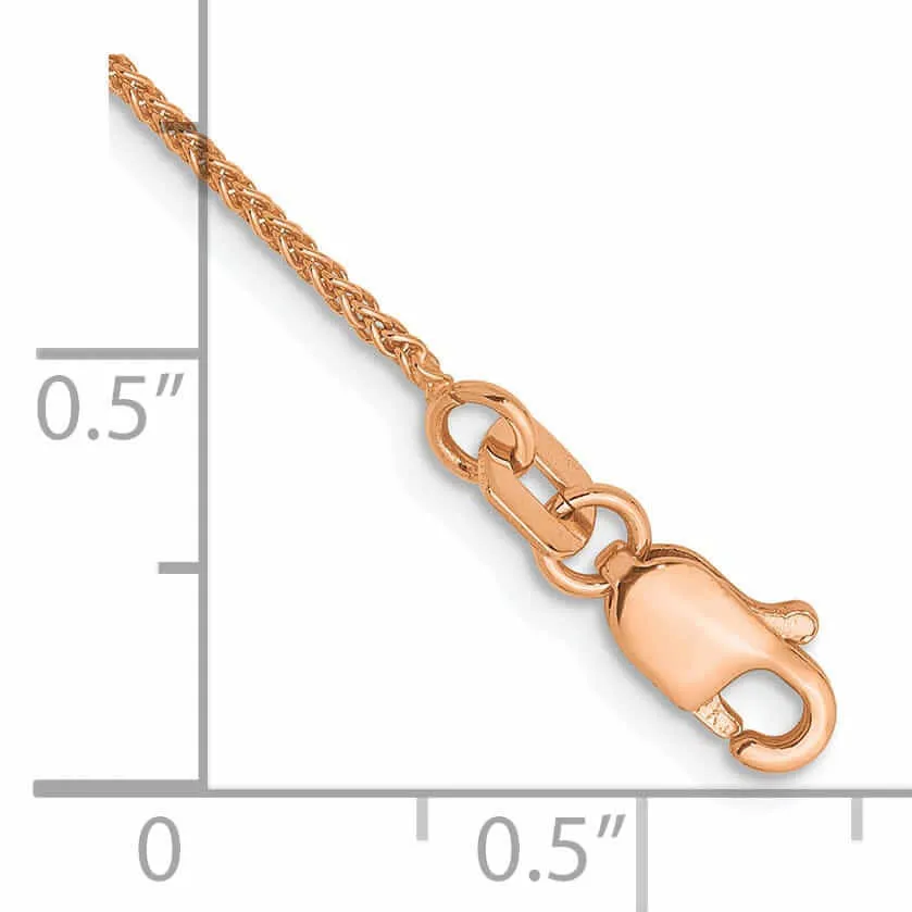 14K Rose Gold 1mm Wheat Chain