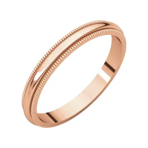 14k Rose Gold 2.5mm Milgrain Band, Size 5.5