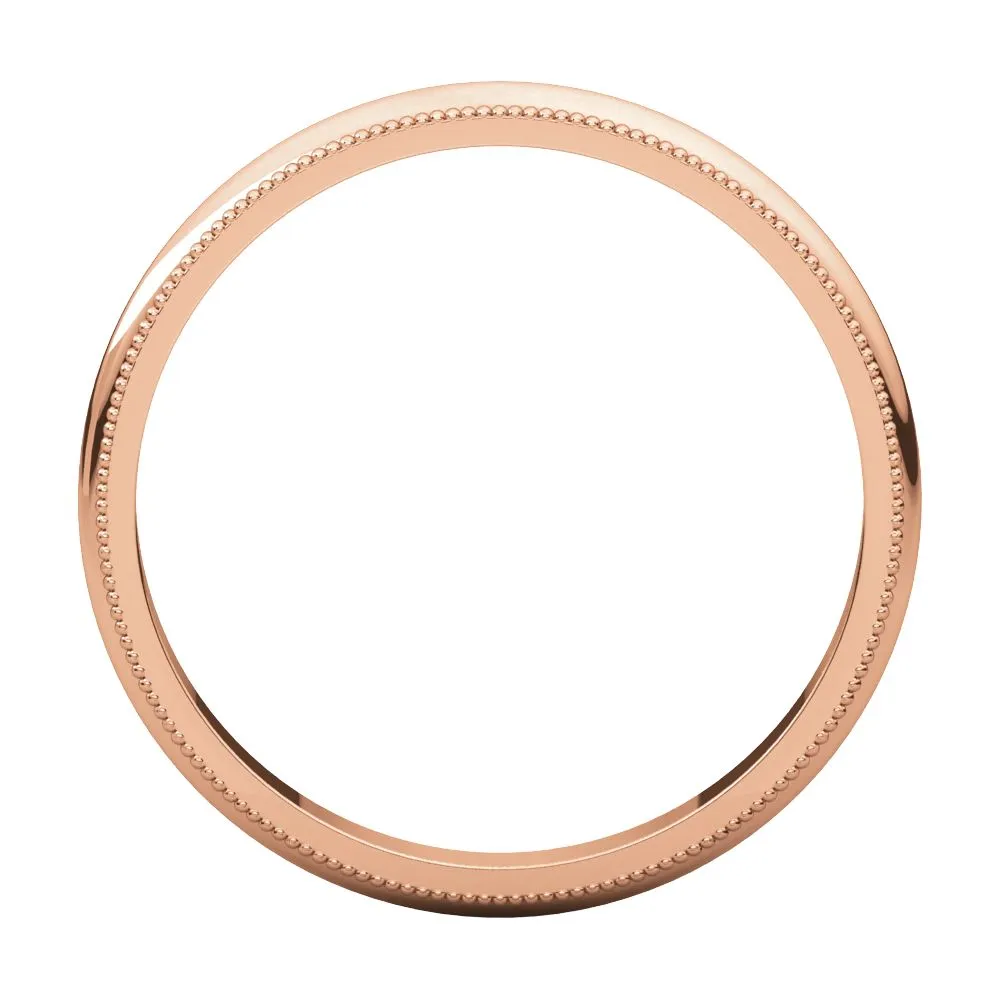 14k Rose Gold 2.5mm Milgrain Band, Size 5.5