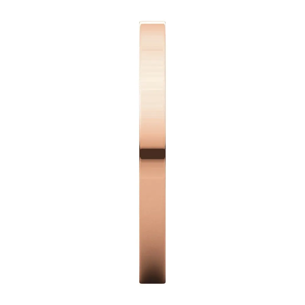 14k Rose Gold 2mm Flat Band, Size 4.5