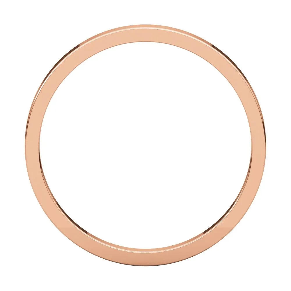 14k Rose Gold 2mm Flat Band, Size 4.5