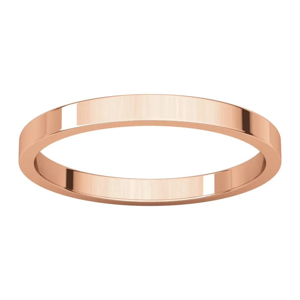 14k Rose Gold 2mm Flat Band, Size 4.5