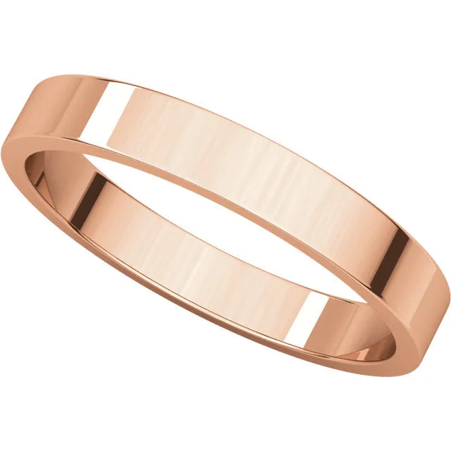 14k Rose Gold 3mm Flat Band, Size 7