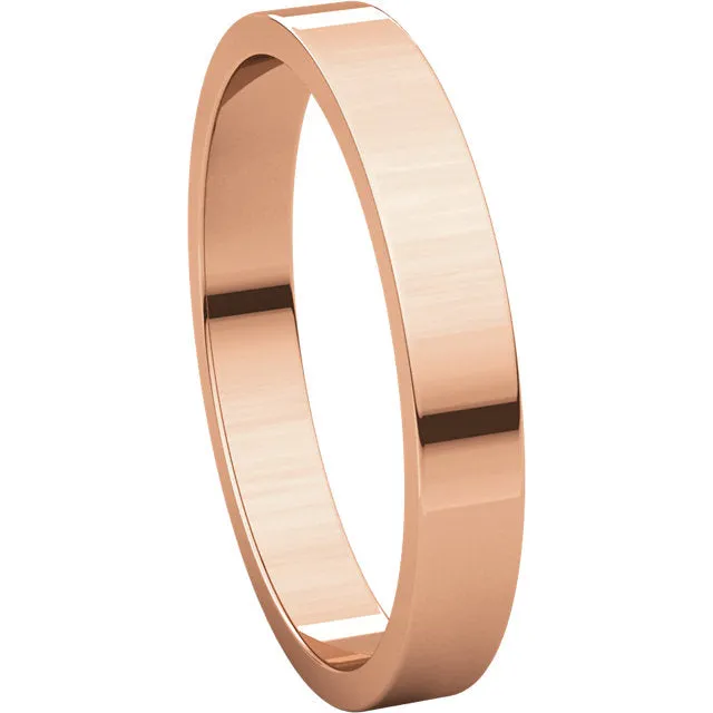 14k Rose Gold 3mm Flat Band, Size 7