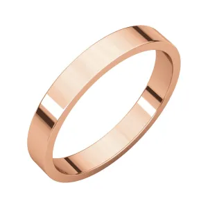 14k Rose Gold 3mm Flat Band, Size 7