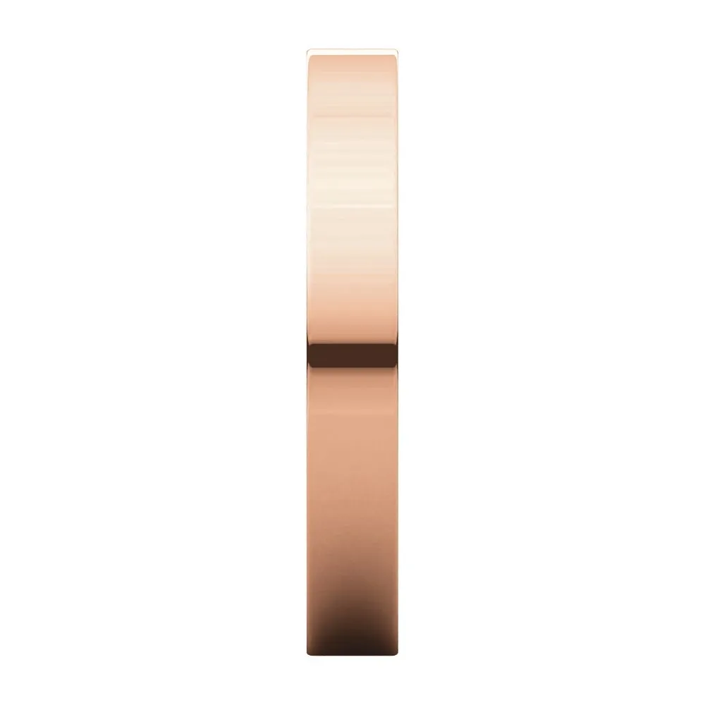 14k Rose Gold 3mm Flat Band, Size 7