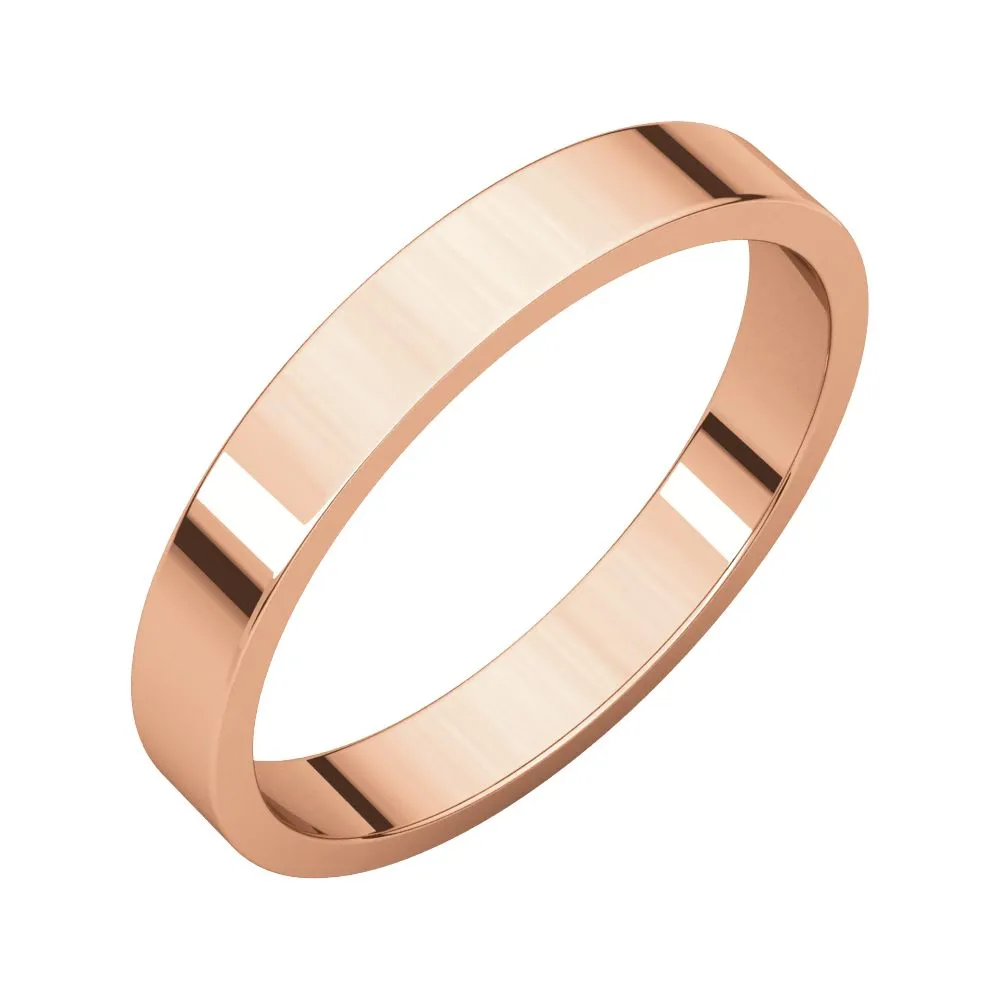 14k Rose Gold 3mm Flat Band, Size 7