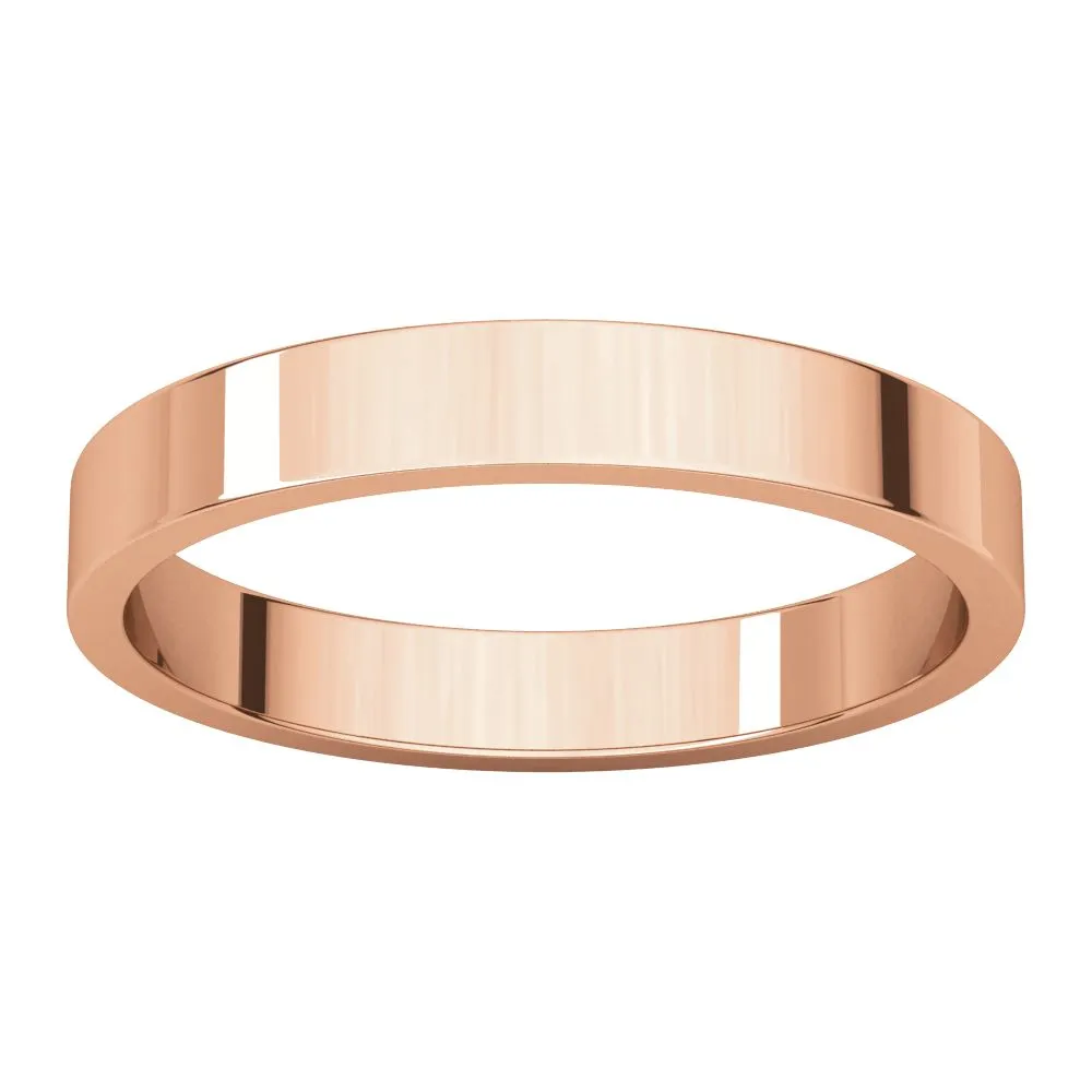 14k Rose Gold 3mm Flat Band, Size 7