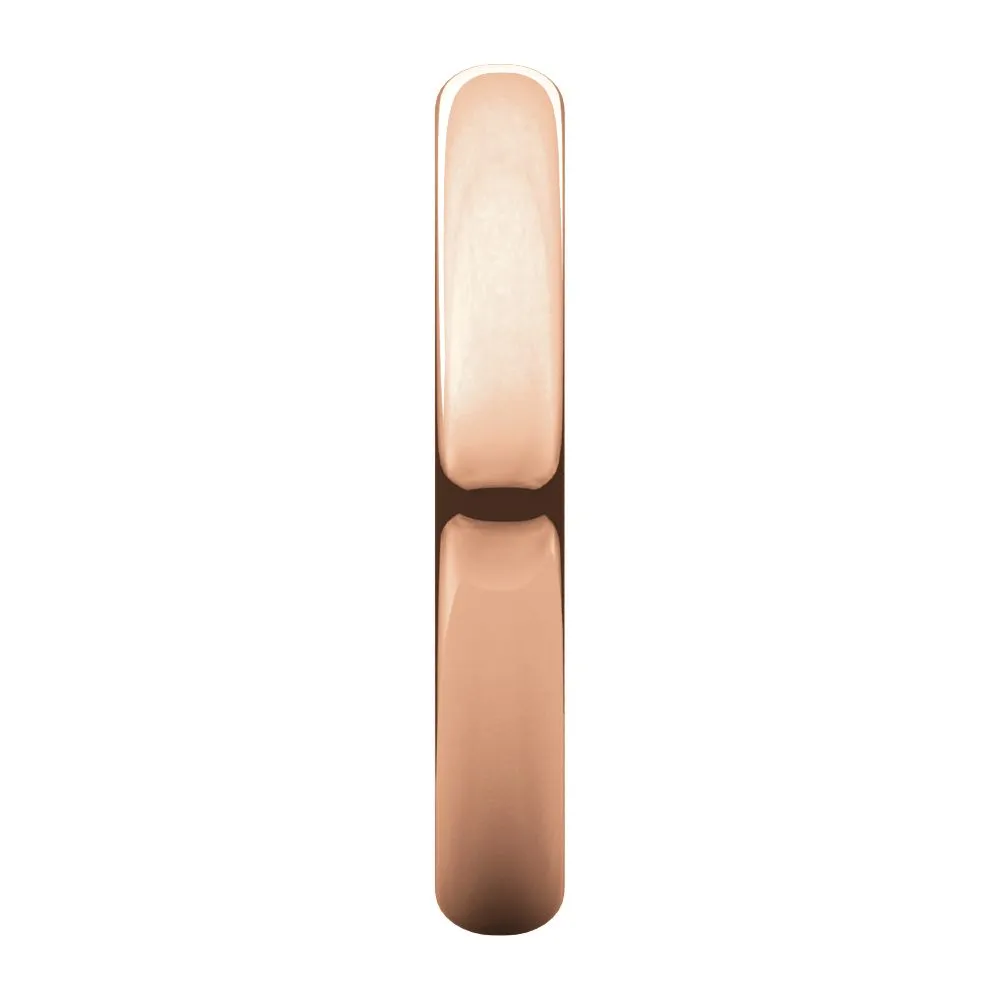 14k Rose Gold 3mm Half Round Band, Size 4.5