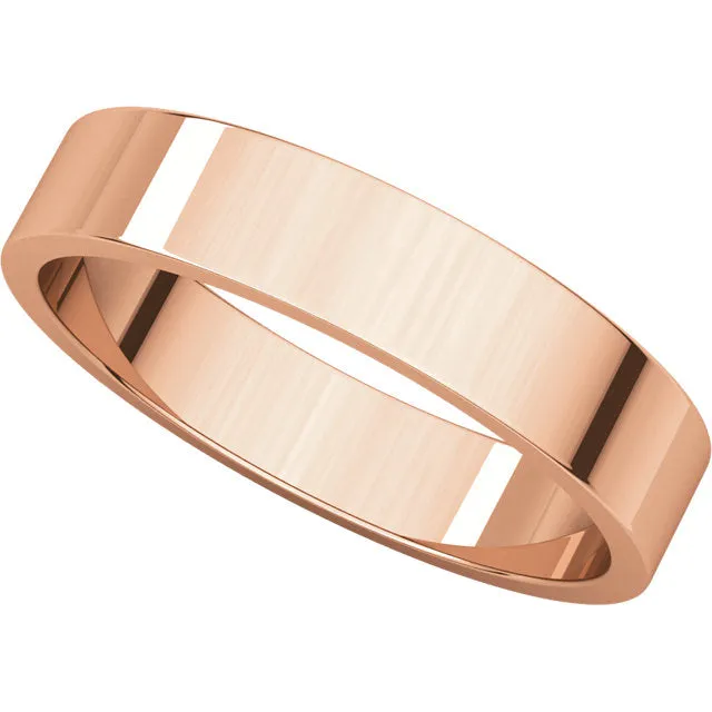 14k Rose Gold 4mm Flat Band, Size 6.5