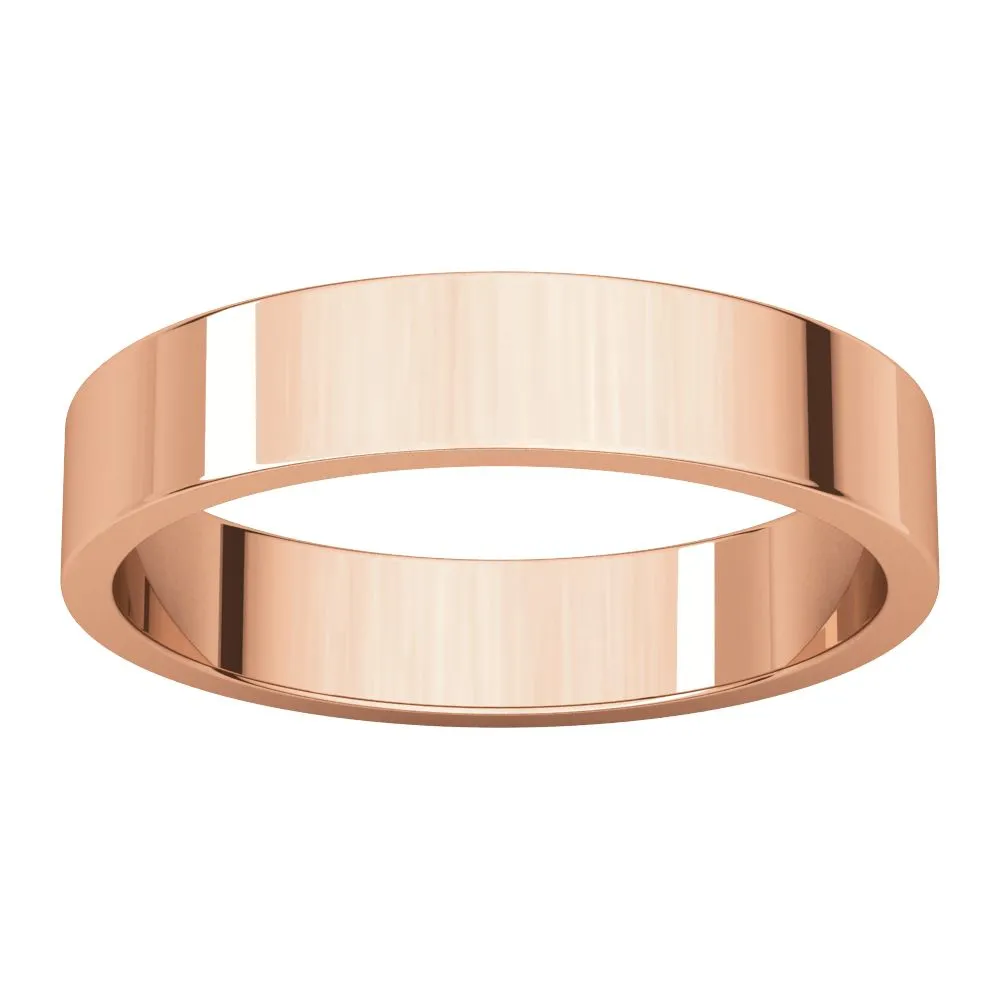 14k Rose Gold 4mm Flat Band, Size 6.5