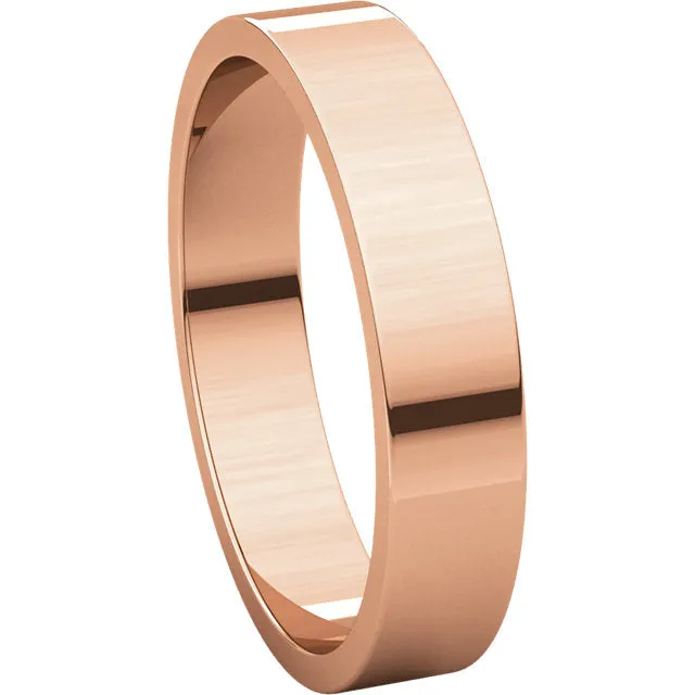 14k Rose Gold 4mm Flat Band, Size 6.5