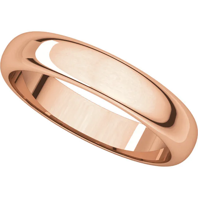 14k Rose Gold 4mm Half Round Band, Size 6