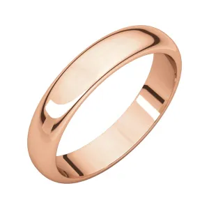 14k Rose Gold 4mm Half Round Band, Size 6