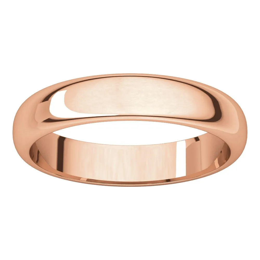 14k Rose Gold 4mm Half Round Band, Size 6