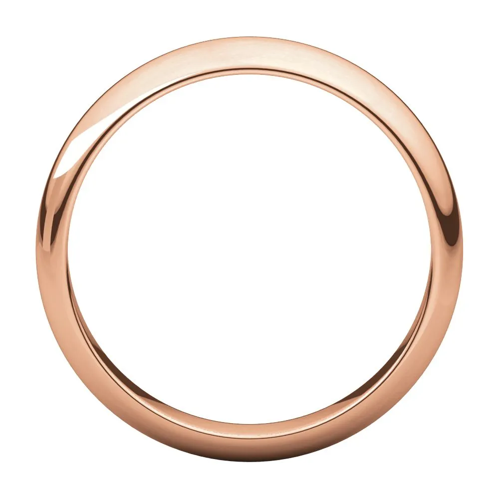14k Rose Gold 4mm Half Round Band, Size 6