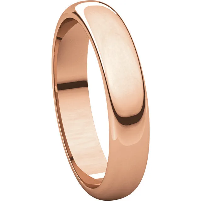 14k Rose Gold 4mm Half Round Band, Size 6