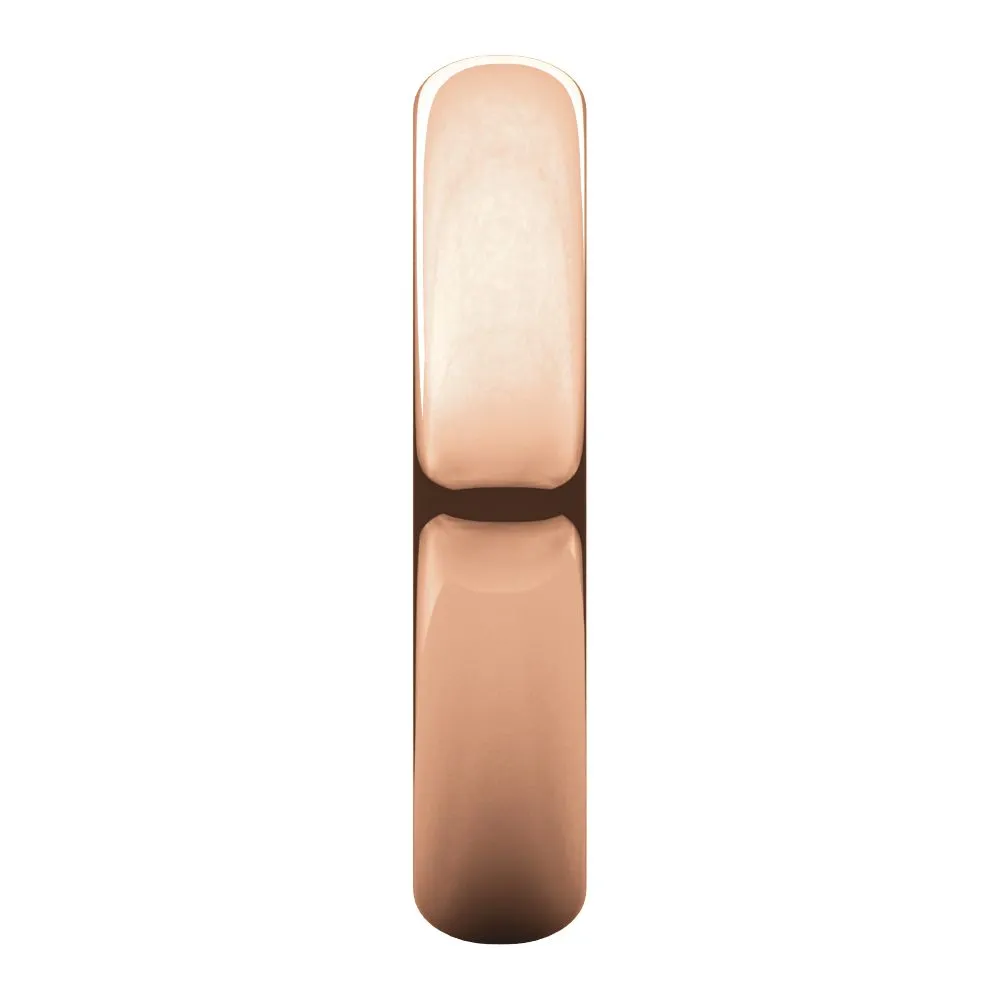 14k Rose Gold 4mm Half Round Band, Size 6