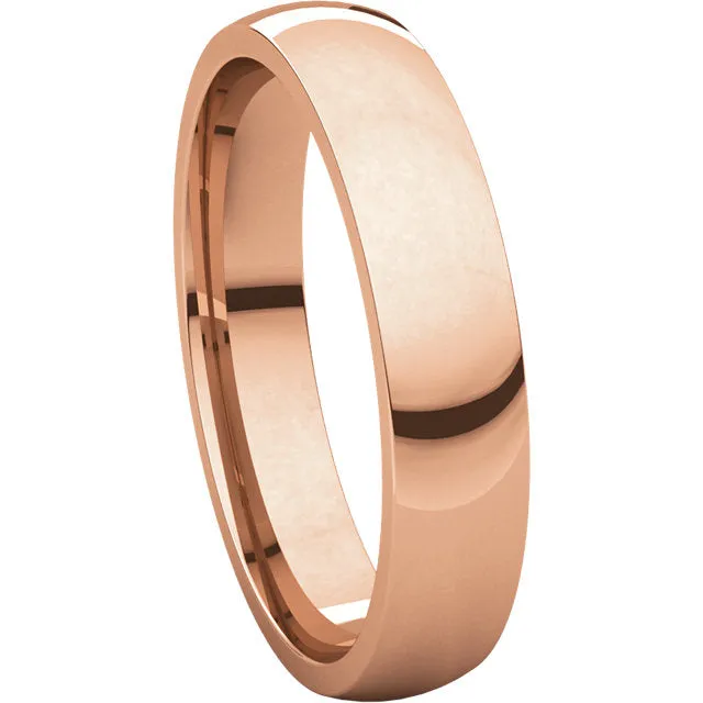 14k Rose Gold 4mm Light Comfort Fit Band, Size 6.5